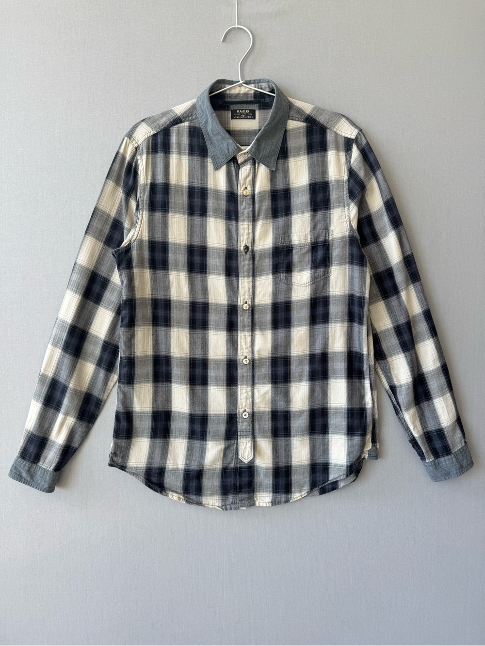 RA-RE Lightweight 100% Cotton Flannel Shirt - Lots of Unique Details - Size M